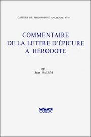 Cover of: Commentaire de la lettre d'Épicure à Hérodote
