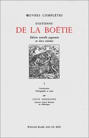 Cover of: Œuvres complètes d'Estienne de La Boétie