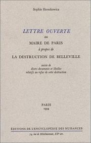 Lettre ouverte au maire de Paris à propos de la destruction de Belleville by Sophie Herszkowicz