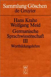 Cover of: Germanische Sprachwissenschaft (Bd. 3: Wortbildungslehre)