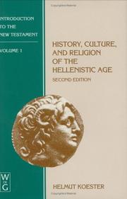 Cover of: History, Culture, and Religion of the Hellenistic Age