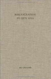 Cover of: Bibliographie zu Ben Sira