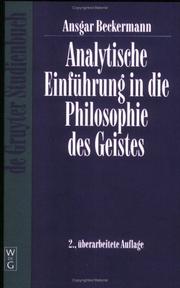 Cover of: Analytische Einfuhrung in Die Philosophie Des Geistes (De Gruyter Studienbuch)