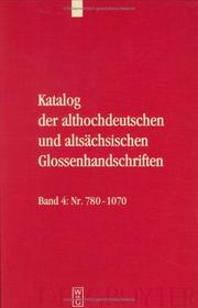 Cover of: Katalog Der Althochdeutschen Und Altsachsischen Glossenhandschriften
