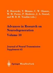 Cover of: Advances in Research on Neurodegeneration: Volume 10 (Journal of Neural Transmission. Supplementa)