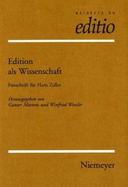 Cover of: Edition als Wissenschaft: Festschrift für Hans Zeller