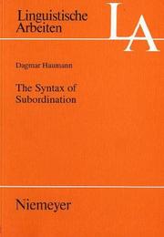 Cover of: The syntax of subordination