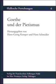 Cover of: Goethe und der Pietismus