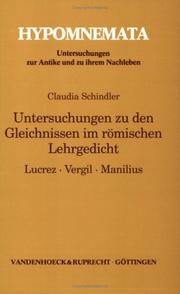 Cover of: Untersuchungen zu den Gleichnissen im römischen Lehrgedicht by Claudia Schindler