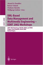 XML-based data management and multimedia engineering - EDBT 2002 workshops : EDBT 2002 workshops XMLDM, MDDE, and YRWS, Prague, Czech Republic, March 24-28, 2002 : revised papers