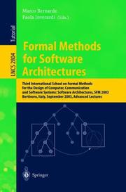 Formal methods for software architectures : Third International School on Formal Methods for the Design of Computer, Communication, and Software Systems : Software Architectures, SFM 2003, Bertinoro, 