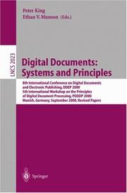 Digital documents : 8th international conference on Digital Documents and Electronic Publishing, DDEP 2000 5th international workshop on the principles of Digital Document Processing, PODDP 2000, Muni