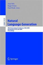 Natural language generation : third international conference, INLG 2004, Brockenhurst, UK, July 14-16, 2004 : proceedings