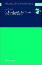 The Brauer-Hasse-Noether theorem in historical perspective by Peter Roquette