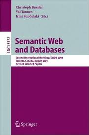 Semantic web and databases : second international workshop, SWDB 2004, Toronto, Canada, August 29-30 : revised selected papers