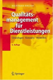 Cover of: Qualitätsmanagement für Dienstleistungen: Grundlagen, Konzepte, Methoden