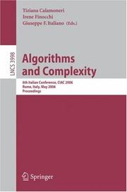 Algorithms and complexity : 6th Italian conference, CIAC 2006, Rome, Italy, May 29-31, 2006. proceedings