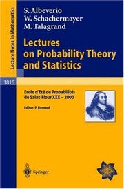 Lectures on probabililty theory and statistics : Ecole d'Eté de de Probabilités de Saint-Flour XXX - 2000