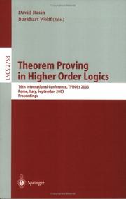 Theorem proving in higher order logics : 16th international conference, TPHOLs 2003, Rome, Italy, September 8-12, 2003 : proceedings