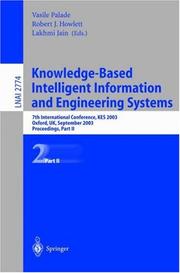 Knowledge-based intelligent information and engineering systems : 7th international conference, KES 2003, Oxford, UK, September 3-5, 2003 : proceedings