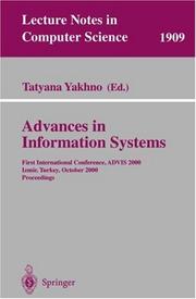 Advances in information systems : first international conference, ADVIS 2000, Izmir, Turkey, October 25-27, 2000 : proceedings