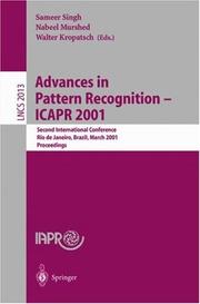 Advances in pattern recognition : ICAPR 2001 : second international conference, Rio de Janeiro, Brazil, March 11-14, 2001 : proceedings