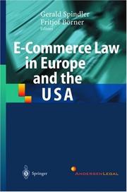 Cover of: E-Commerce Law in Europe and the USA