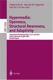 Hypermedia: openness, structural awareness, and adaptivity : international workshops, OHS-7, SC-3, and AH-3, Aarhus, Denmark, August 14-18, 2001 : revised papers