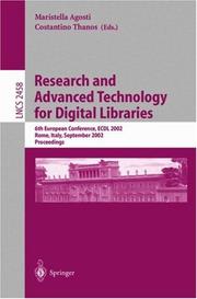 Research and advanced technology for digital libraries : 6th European conference, ECDL 2002, Rome, Italy, September 16-18, 2002 : proceedings