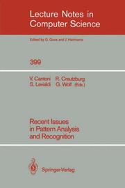 Cover of: Recent issues in pattern analysis and recognition