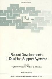Cover of: Recent developments in decision support systems