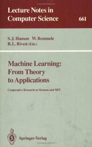 Cover of: Machine learning: from theory to applications : cooperative research at Siemens and MIT
