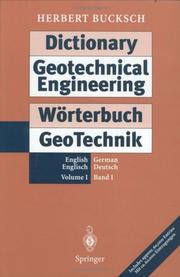 Cover of: Dictionary geotechnical engineering: English German = Wörterbuch GeoTechik : Englisch Deutsch