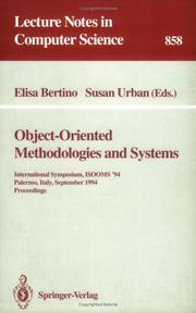 Cover of: Object-oriented methodologies and systems: international symposium, ISOOMS '94, Palermo, Italy, September 21-22, 1994 : proceedings