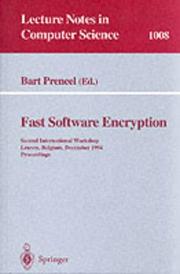 Cover of: Fast software encryption: second international workshop, Leuven, Belgium, December 14-16, 1994 : proceedings