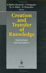 Cover of: Creation and Transfer of Knowledge |