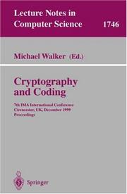 Cover of: Cryptography and Coding