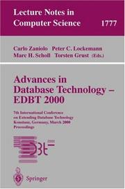 Advances in database technology : EDBT 2000 : 7th International Conference on Extending Database Technology, Konstanz, Germany, March 27-31, 2000 : proceedings