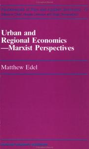 Cover of: Urban and Regional Economics: Marxist Perspectives (Fundamentals of Pure and Applied Economics Series)