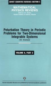 Cover of: Perturbation Theory in Periodic Problems for Two-Dimensional Integrable Systems (Soviet Scientific Reviews/Section C) | I. Krichever