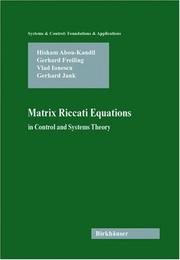 Cover of: Matrix Riccati Equations in Control and Systems Theory (Systems & Control: Foundations & Applications)
