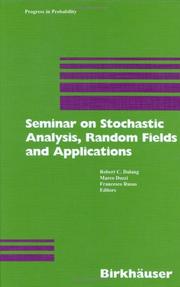 Cover of: Seminar on Stochastic Analysis, Random Fields and Applications: Centro Stefano Franscini, Ascona, September 1996 (Progress in Probability)
