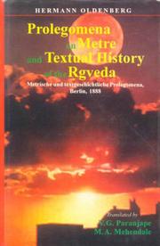Cover of: Prolegomena on metre and textual history of the R̥gveda by Hermann Oldenberg