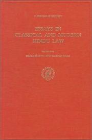 Cover of: Essays in classical and modern Hindu law