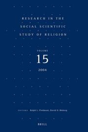 Cover of: Research in the Social Scientific Study of Religion