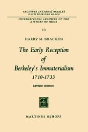 Cover of: The Early Reception of Berkeley's Immaterialism 1710-1733 (International Archives of the History of Ideas / Archives internationales d'histoire des idées)