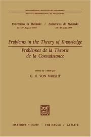 Cover of: Problems in the theory of knowledge. by International Institute of Philosophy