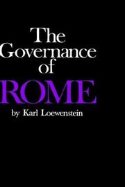 Cover of: The governance of Rome.