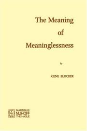 Cover of: The meaning of meaninglessness