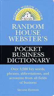 Cover of: Random House Webster's Pocket Business Dictionary, Second Edition (Best-Selling Random House Webster's Pocket Reference) by Random House